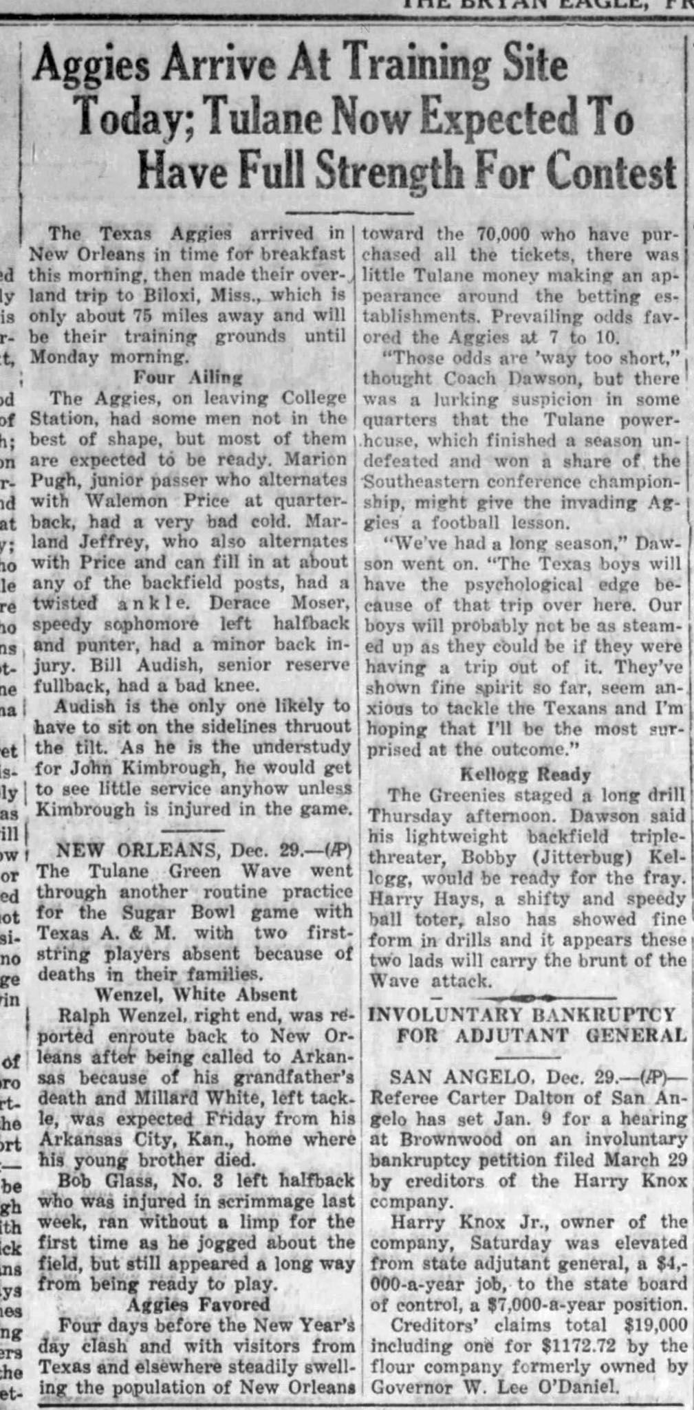 The Eagle Archives: December 29, 1939